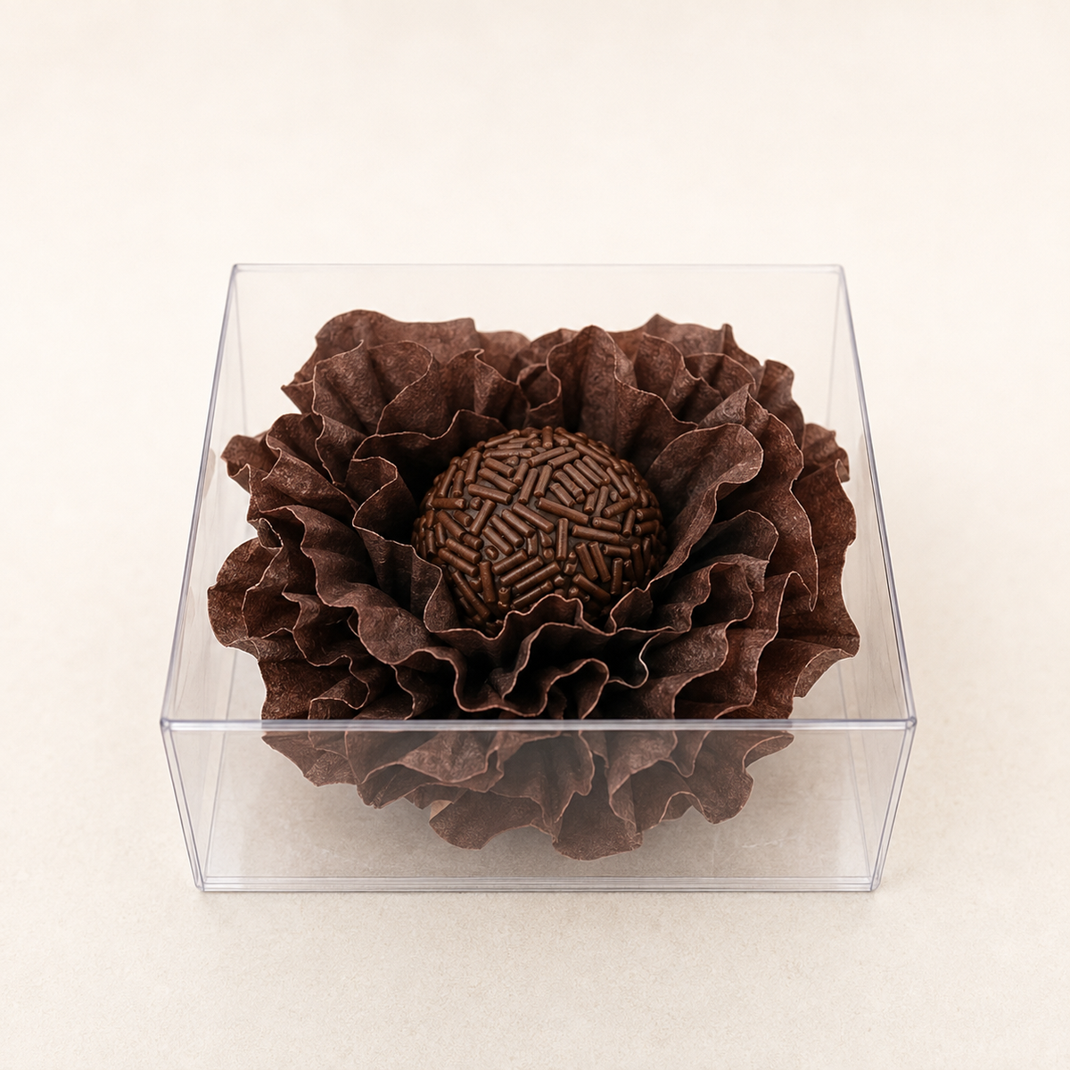 [color] Brown Mega Festas luxury flower sweet wrapper with brigadeiro
