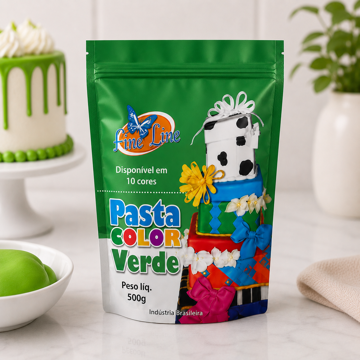 Fine Line Pasta Colour Green Sugar Paste 500g
