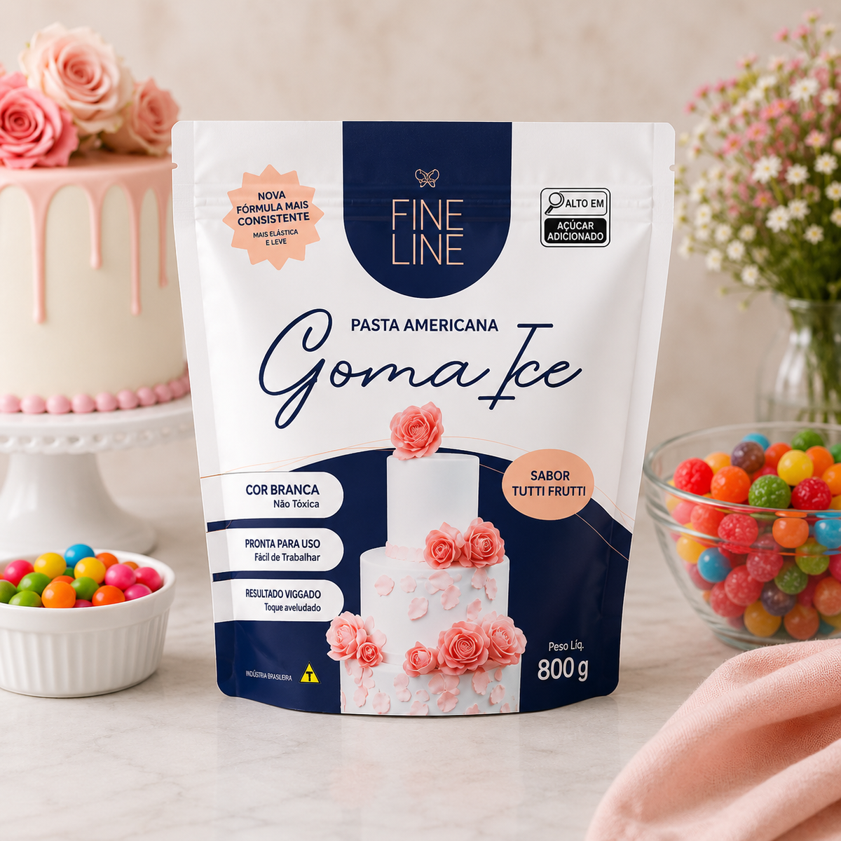 Fine Line Goma Ice Sugar Paste Tutti Frutti 800g