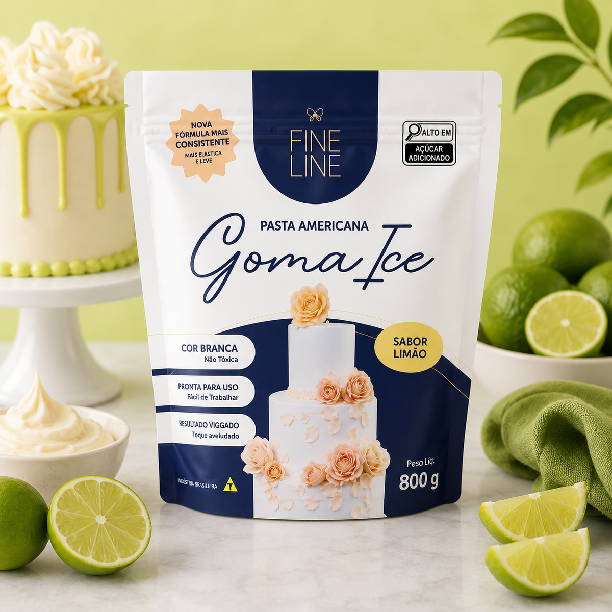 Fine Line Goma Ice Sugar Paste Lime 800g