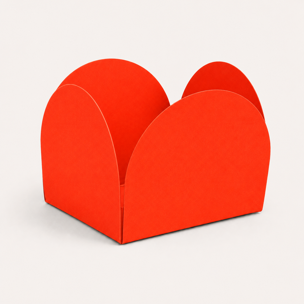 [color:red] Red four-petal paper sweet cup
