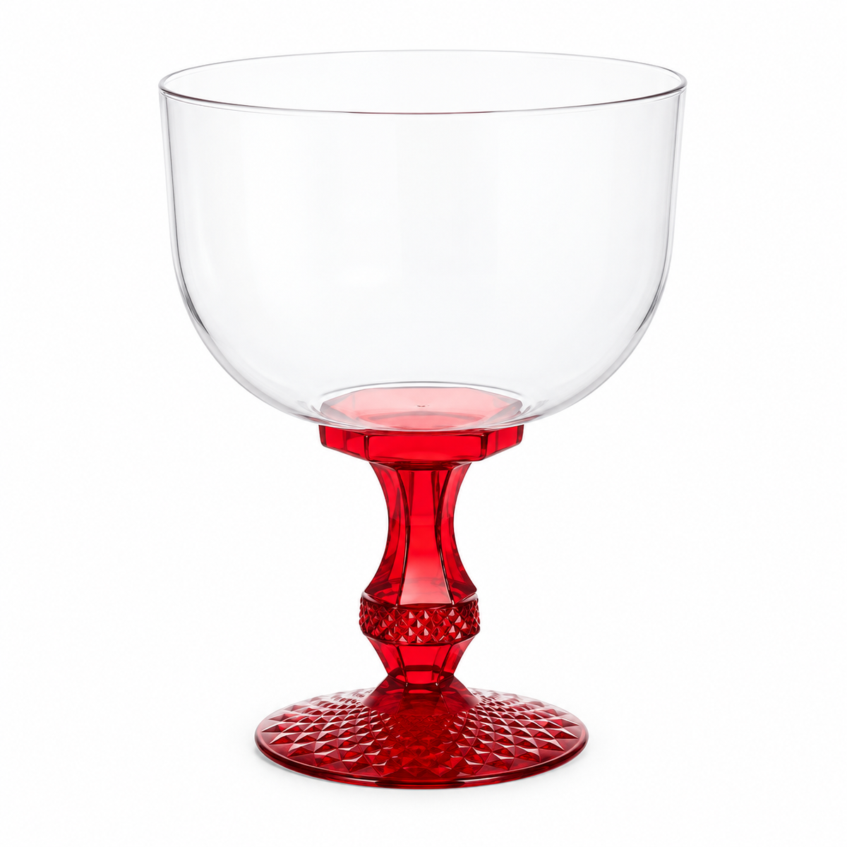 Translucent Cut-Effect Goblet with Red Base