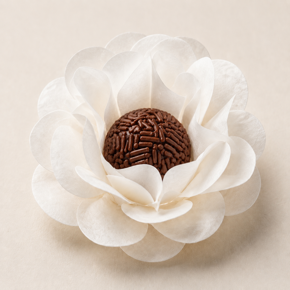 [color] White luxury flower sweet wrapper with brigadeiro
