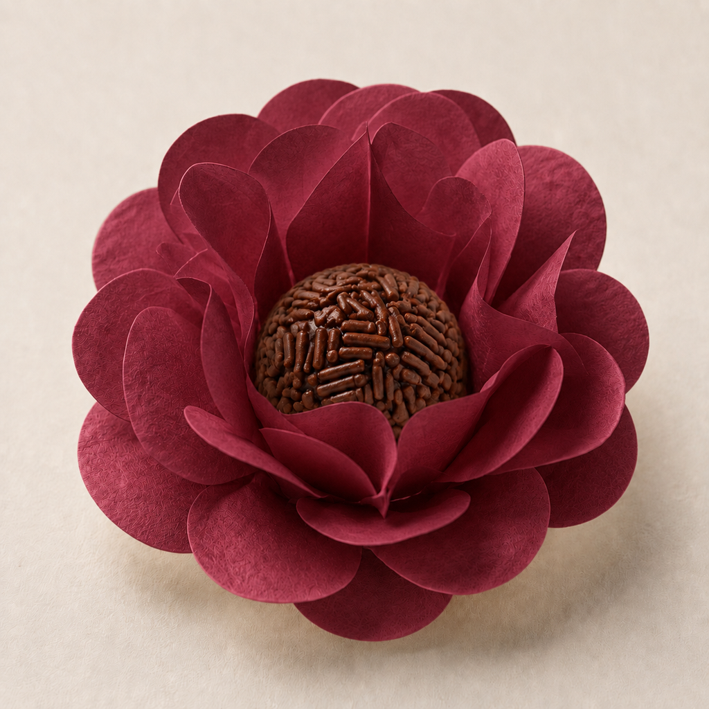 [color] Marsala luxury flower sweet wrapper with brigadeiro