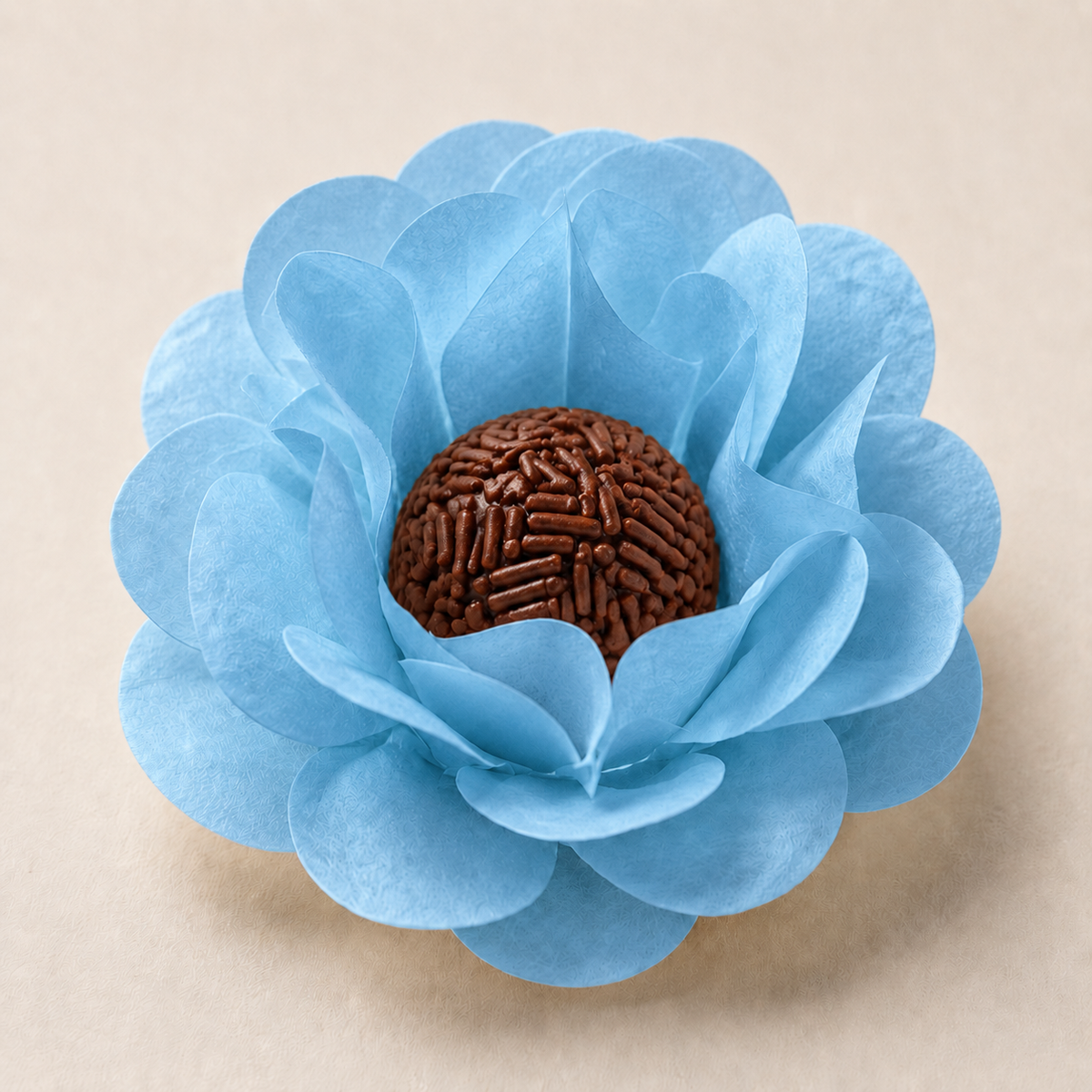 [color] Light Blue luxury flower sweet wrapper with brigadeiro