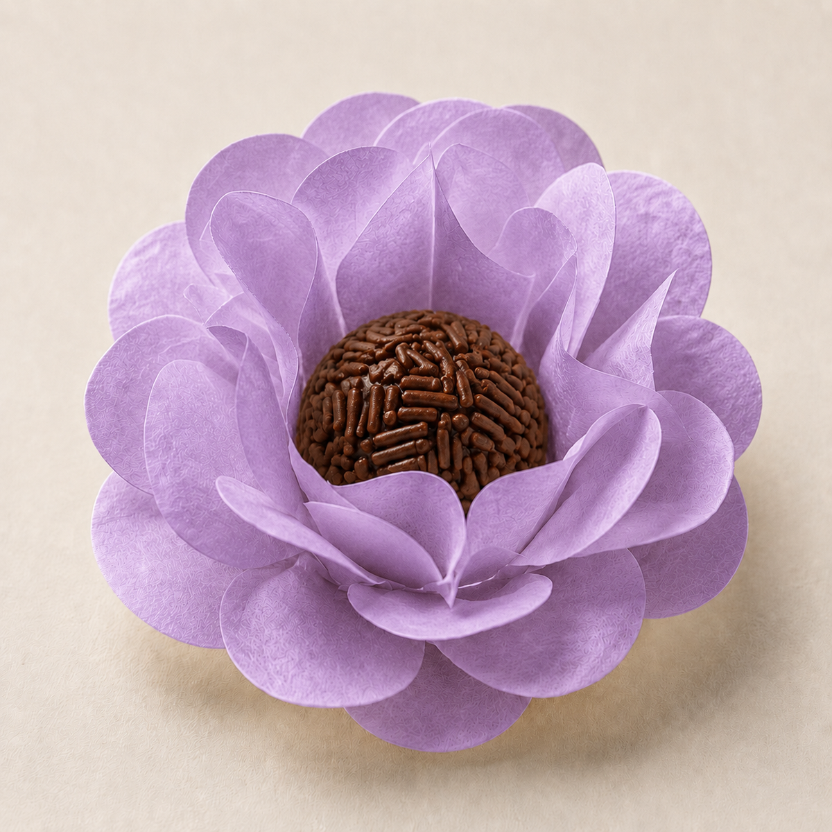 [color] Lilac luxury flower sweet wrapper with brigadeiro