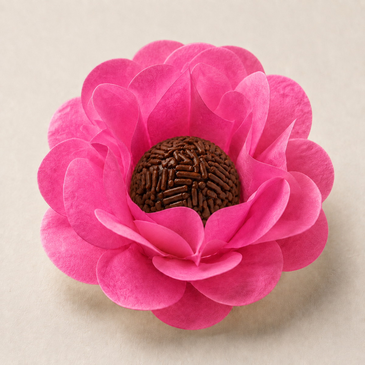 [color] Pink luxury flower sweet wrapper with brigadeiro