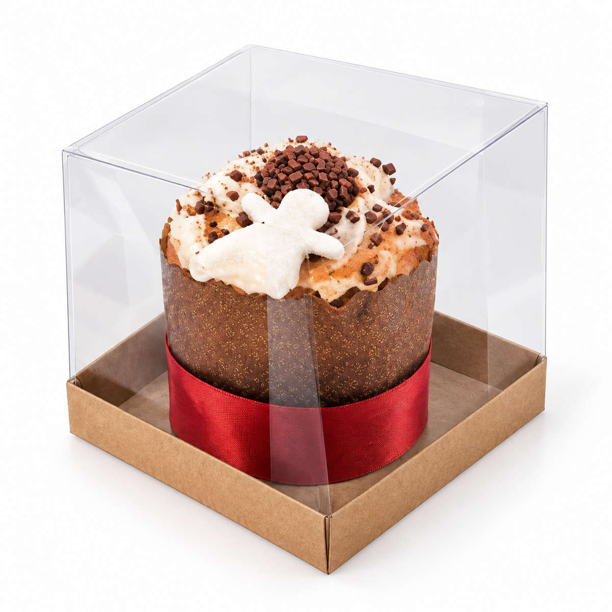 Clear Mini Cake Boxes with White or Kraft Base – Pack of 10