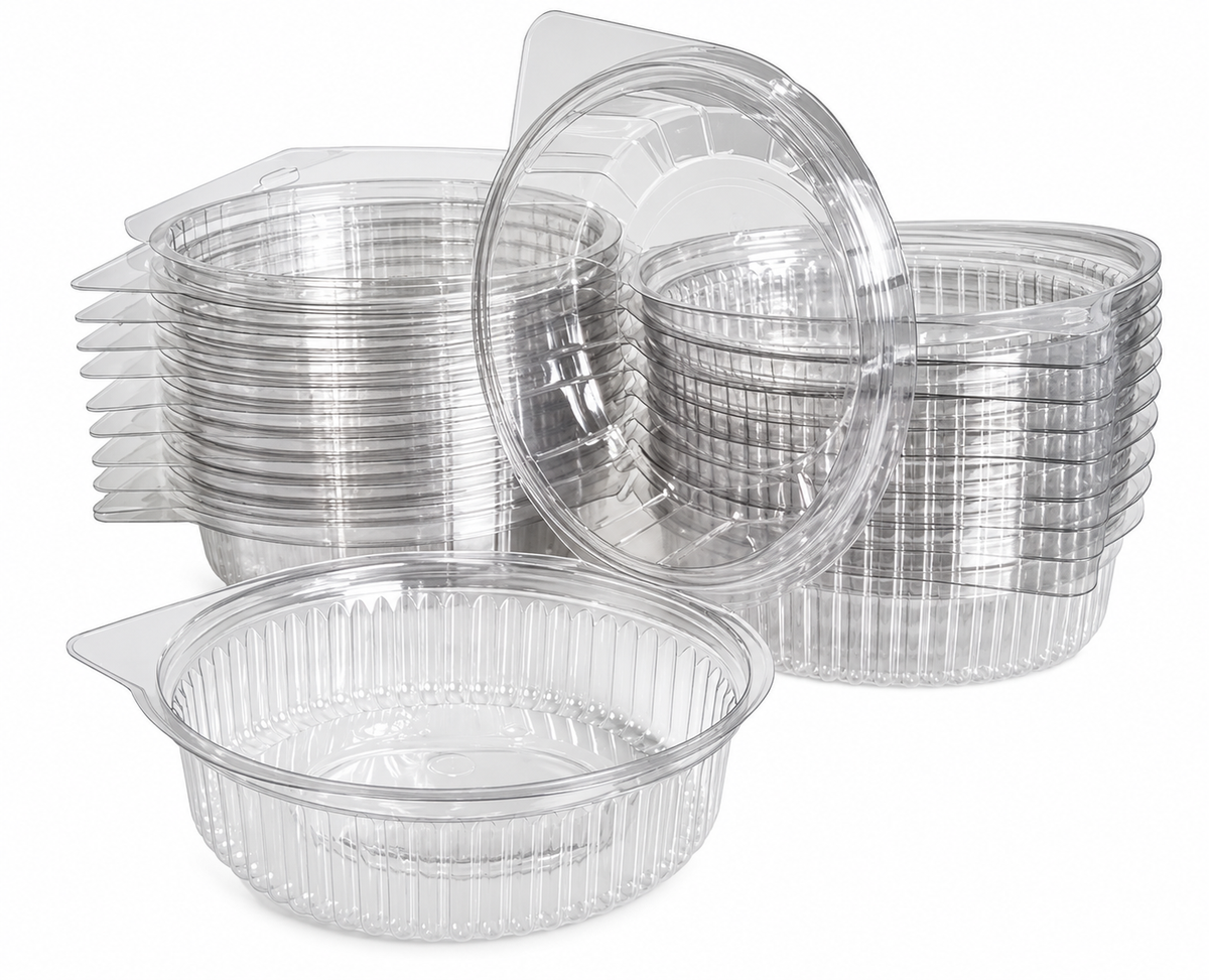 Clear Round Hinged Dessert Container – 350ml