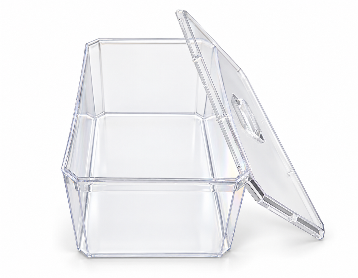 Clear Rectangular Dessert Container with Lid – 20 × 11 × 7 cm