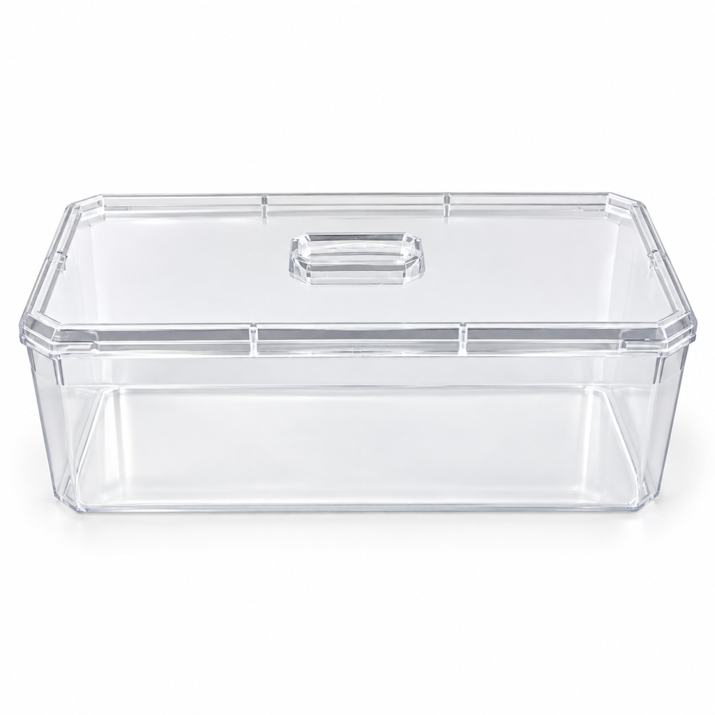 Clear Rectangular Dessert Container with Lid – 20 × 11 × 7 cm