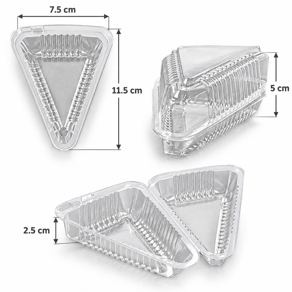 Clear Triangular Cake Slice Container – 11.5 × 7.5 × 5cm