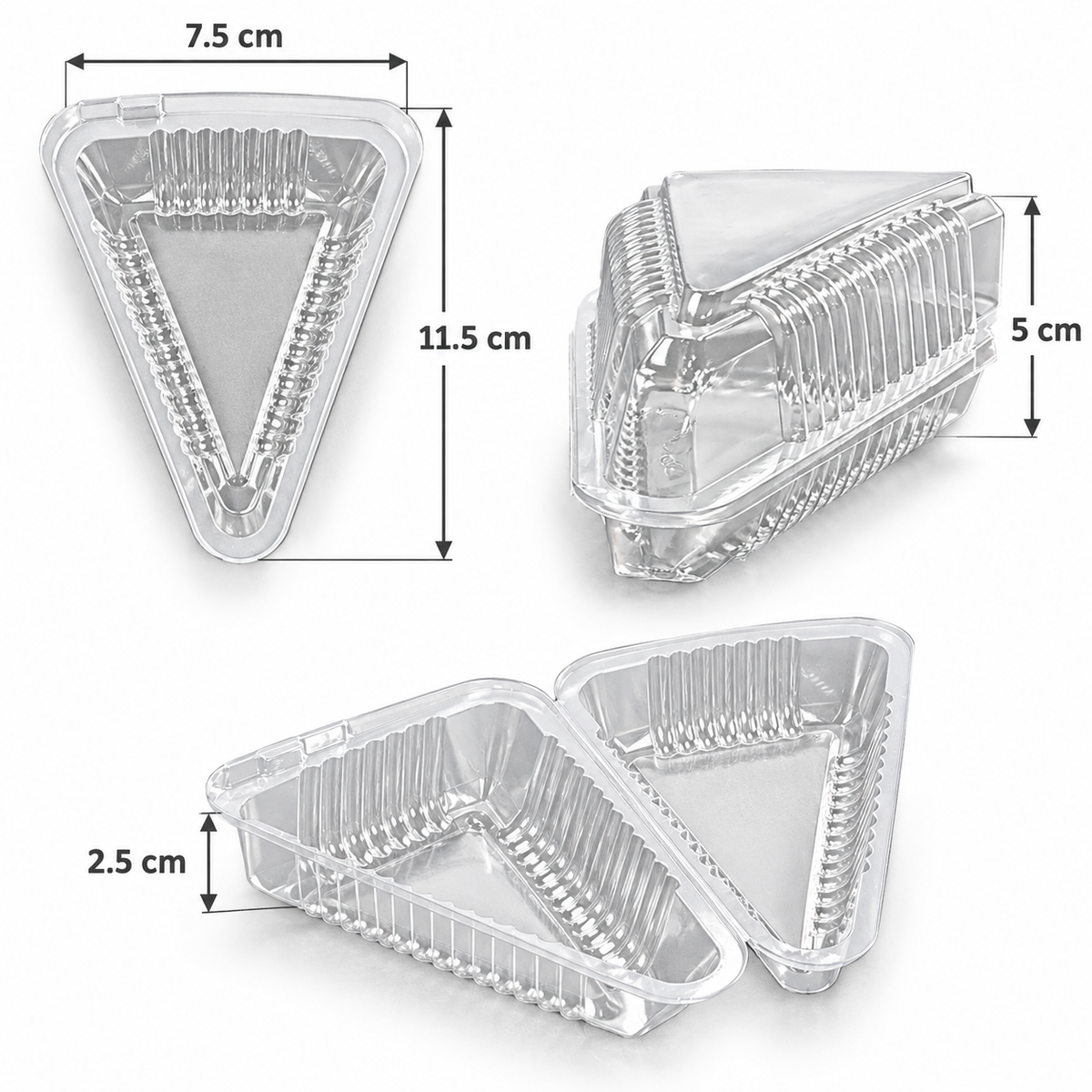 Clear Triangular Cake Slice Container – 11.5 × 7.5 × 5cm