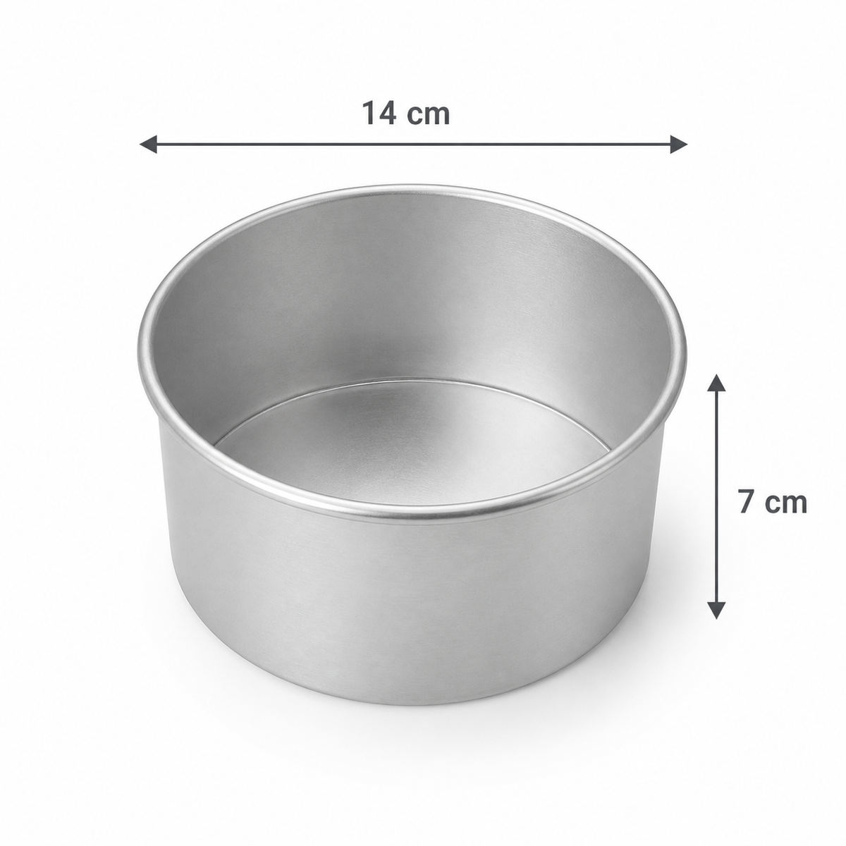 Professional Round Aluminium Cake Tin – Fixed Base – 7 cm Deep