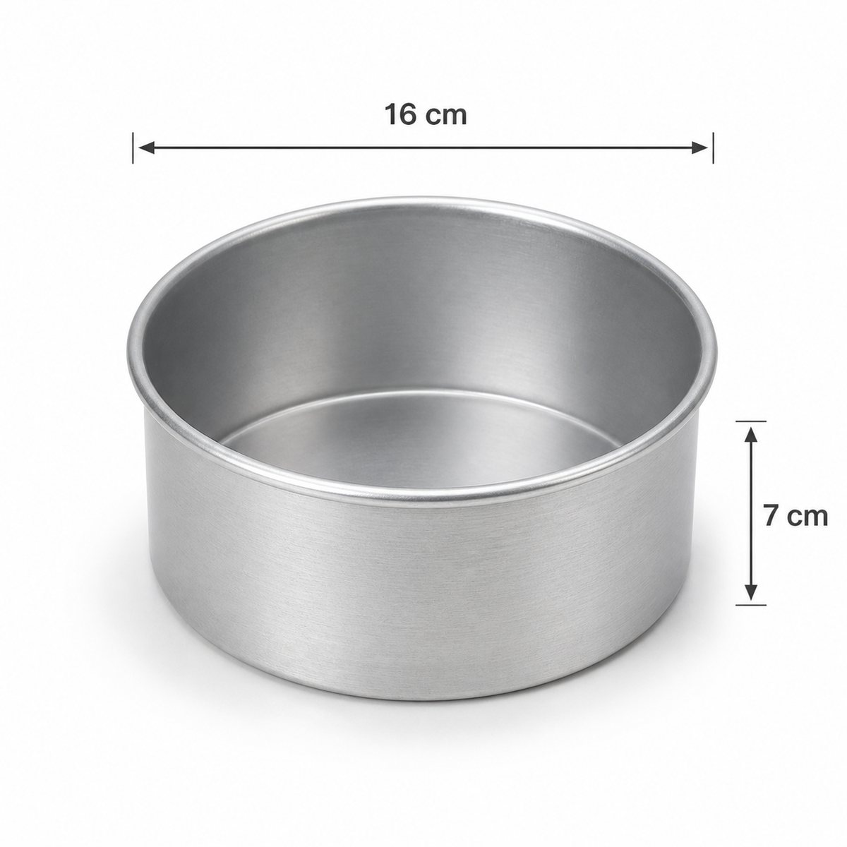 Professional Round Aluminium Cake Tin – Fixed Base – 7 cm Deep