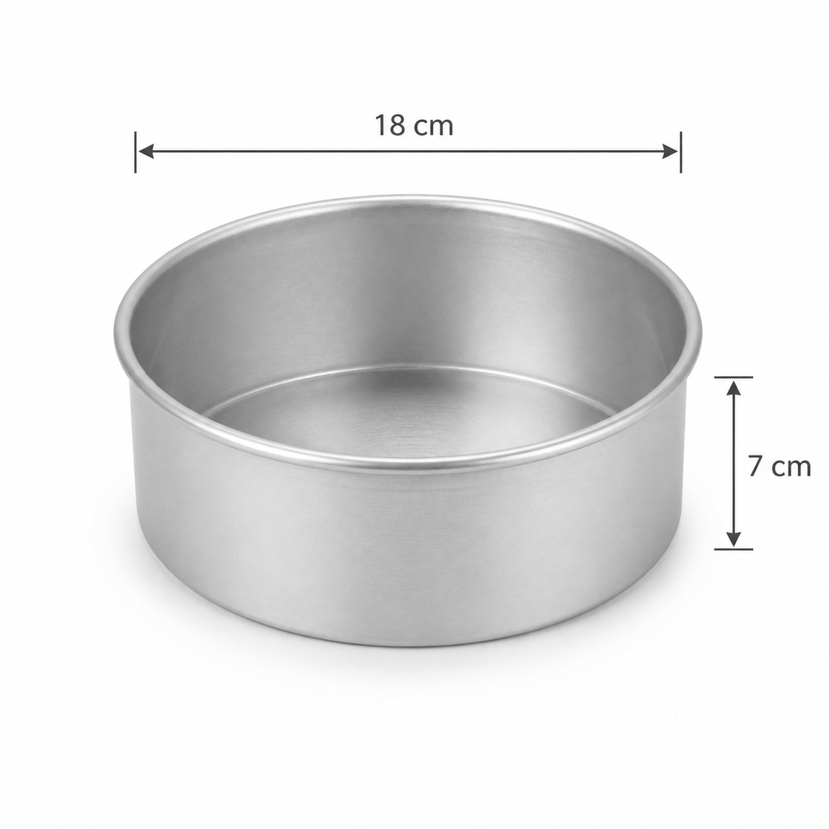 Professional Round Aluminium Cake Tin – Fixed Base – 7 cm Deep