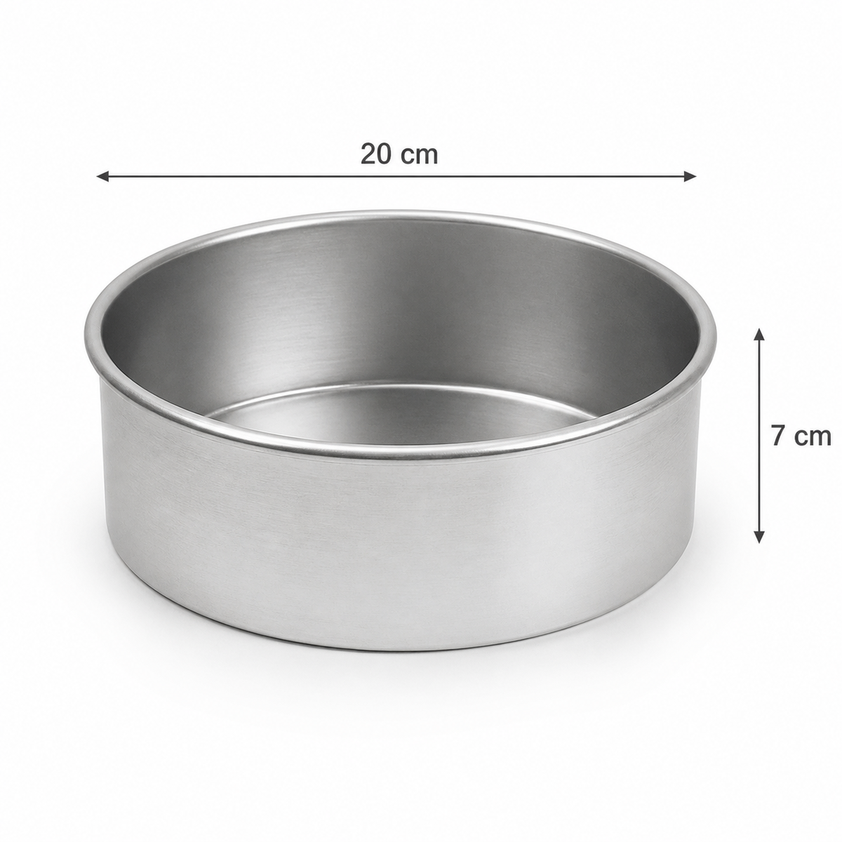 Professional Round Aluminium Cake Tin – Fixed Base – 7 cm Deep