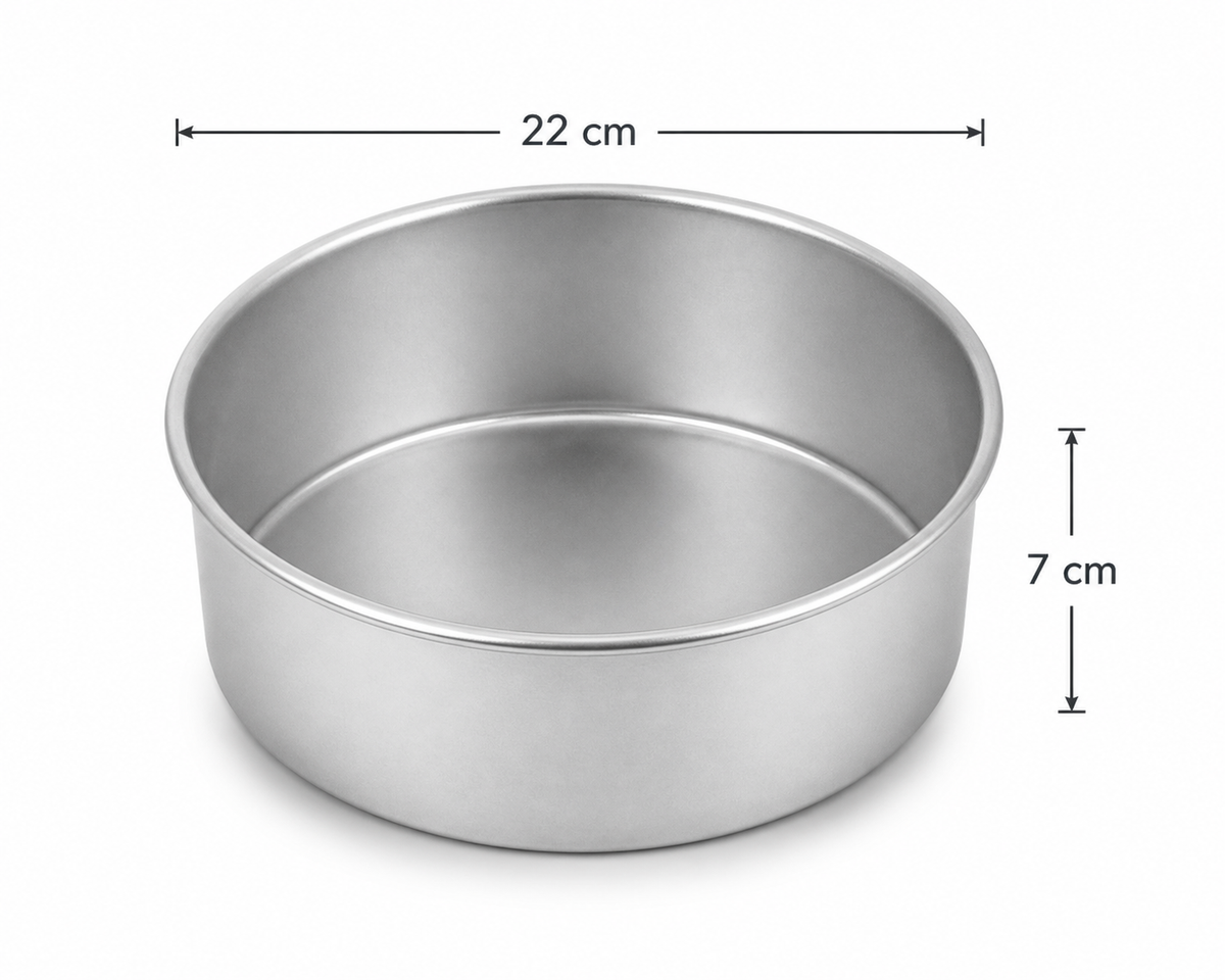 Professional Round Aluminium Cake Tin – Fixed Base – 7 cm Deep