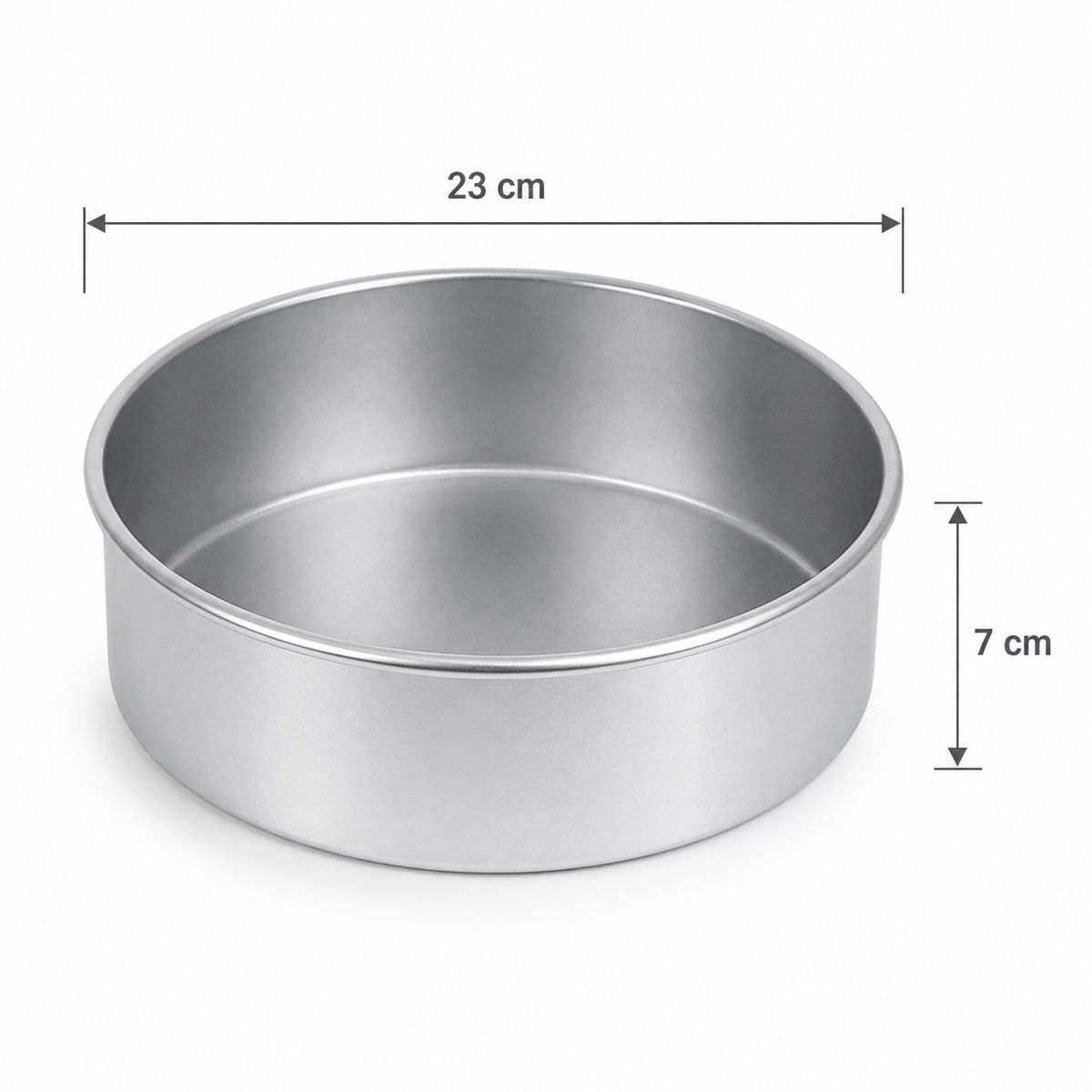 Professional Round Aluminium Cake Tin – Fixed Base – 7 cm Deep