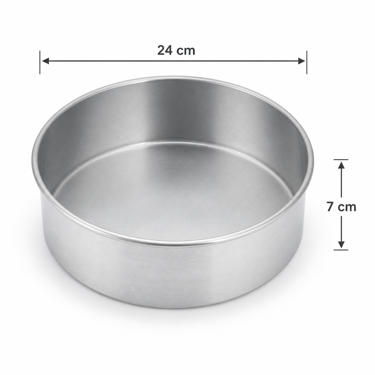Professional Round Aluminium Cake Tin – Fixed Base – 7 cm Deep