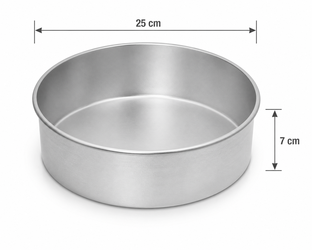 Professional Round Aluminium Cake Tin – Fixed Base – 7 cm Deep