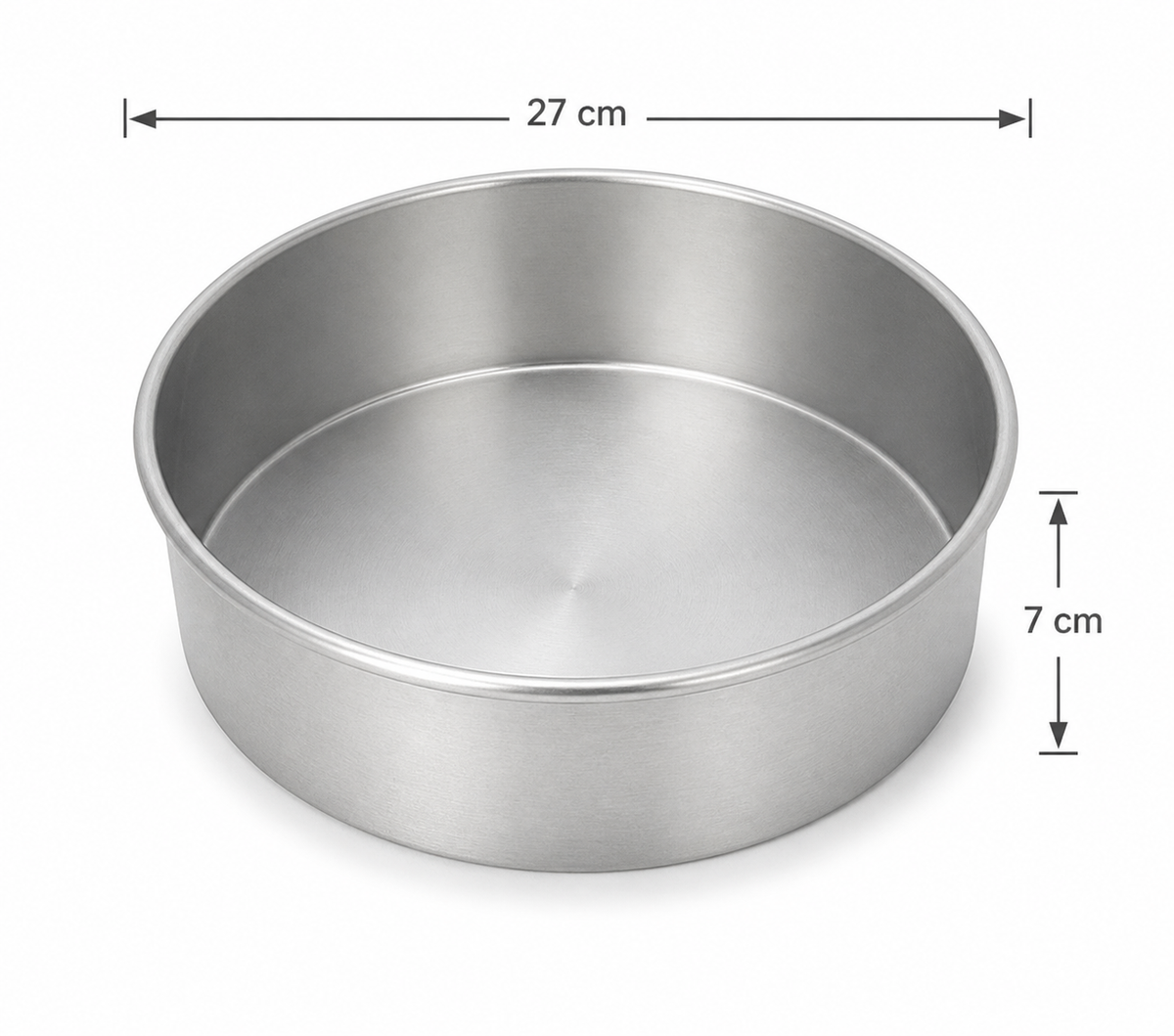 Professional Round Aluminium Cake Tin – Fixed Base – 7 cm Deep