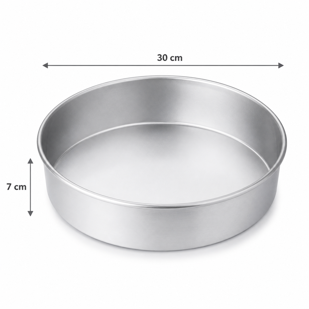 Professional Round Aluminium Cake Tin – Fixed Base – 7 cm Deep