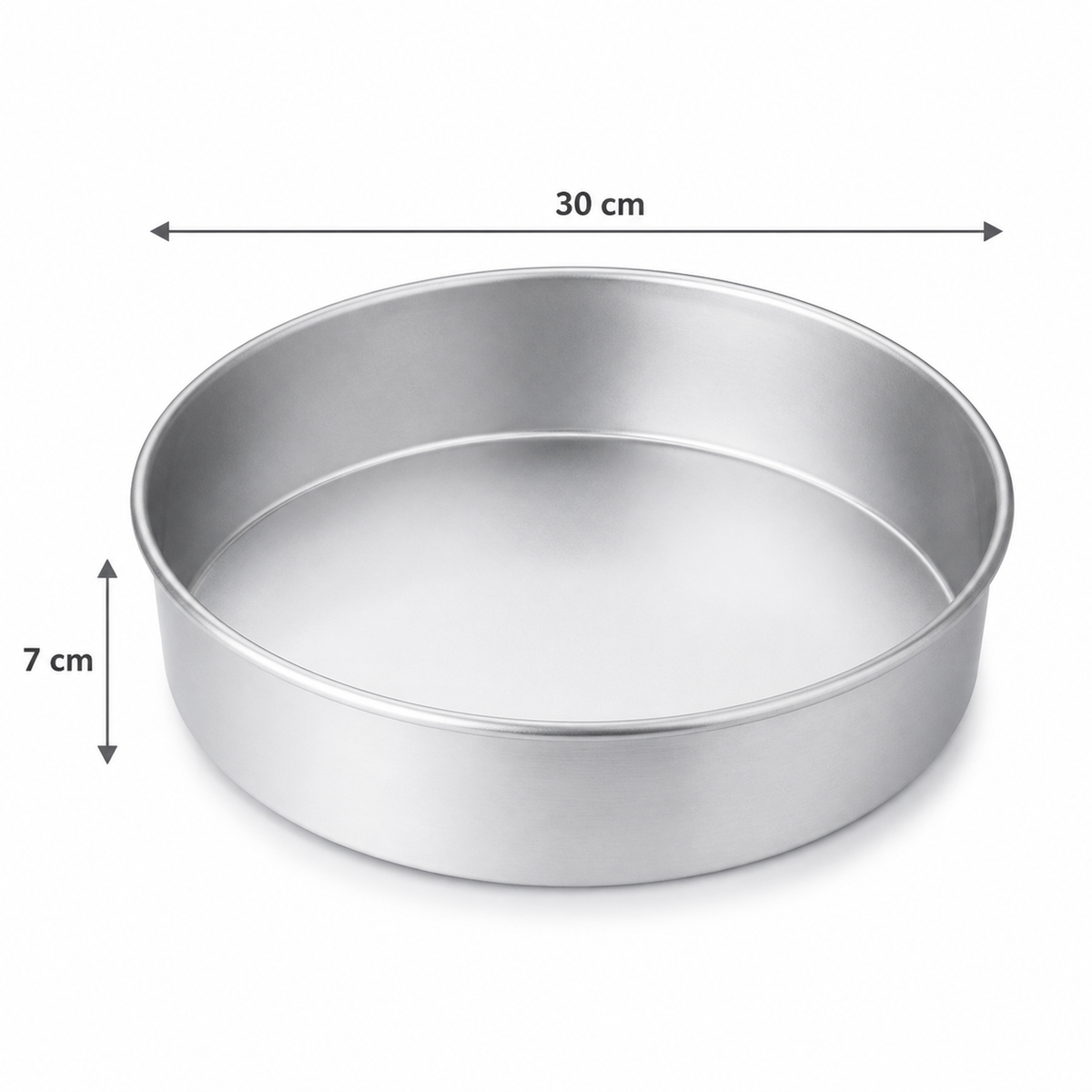 Professional Round Aluminium Cake Tin – Fixed Base – 7 cm Deep
