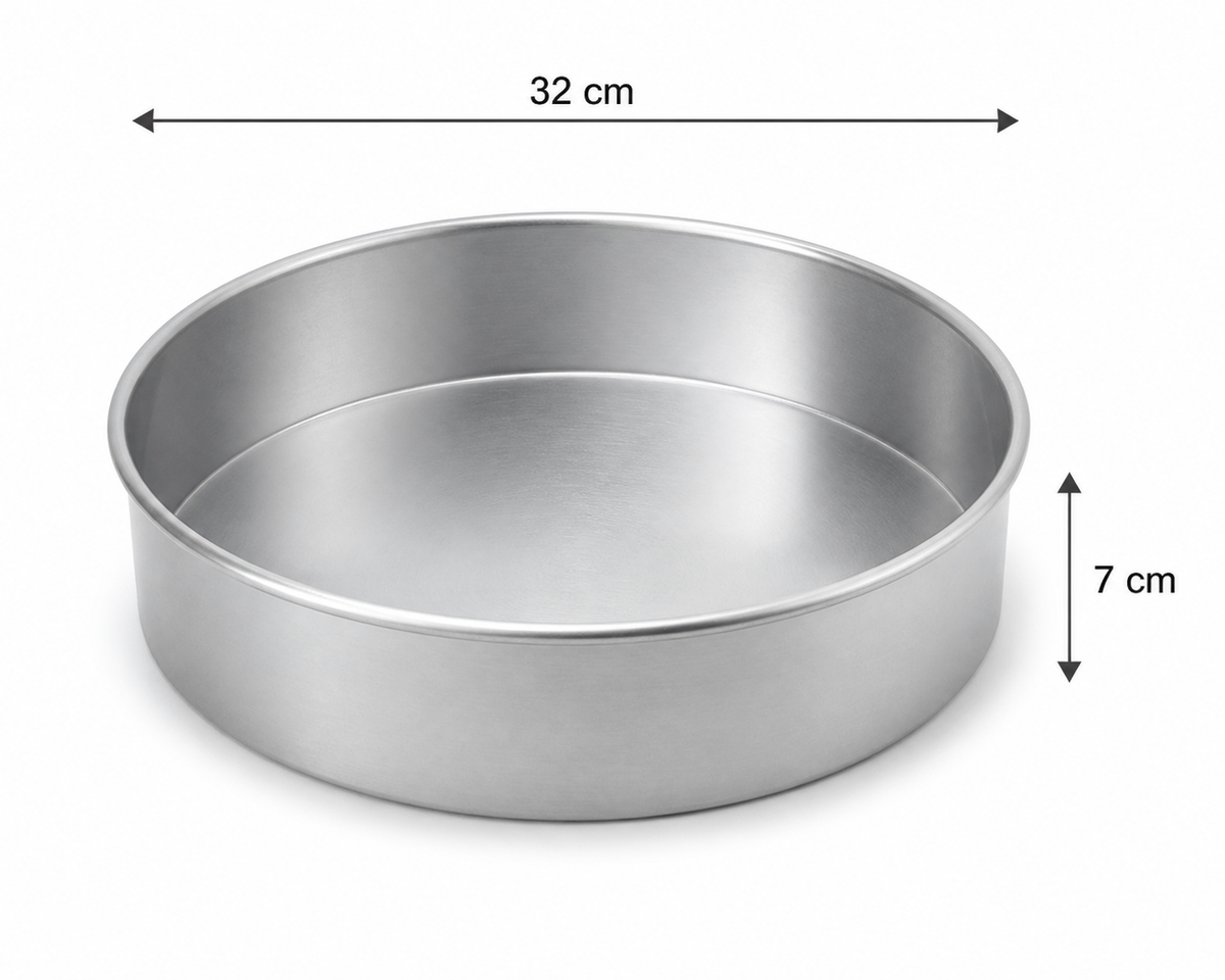 Professional Round Aluminium Cake Tin – Fixed Base – 7 cm Deep