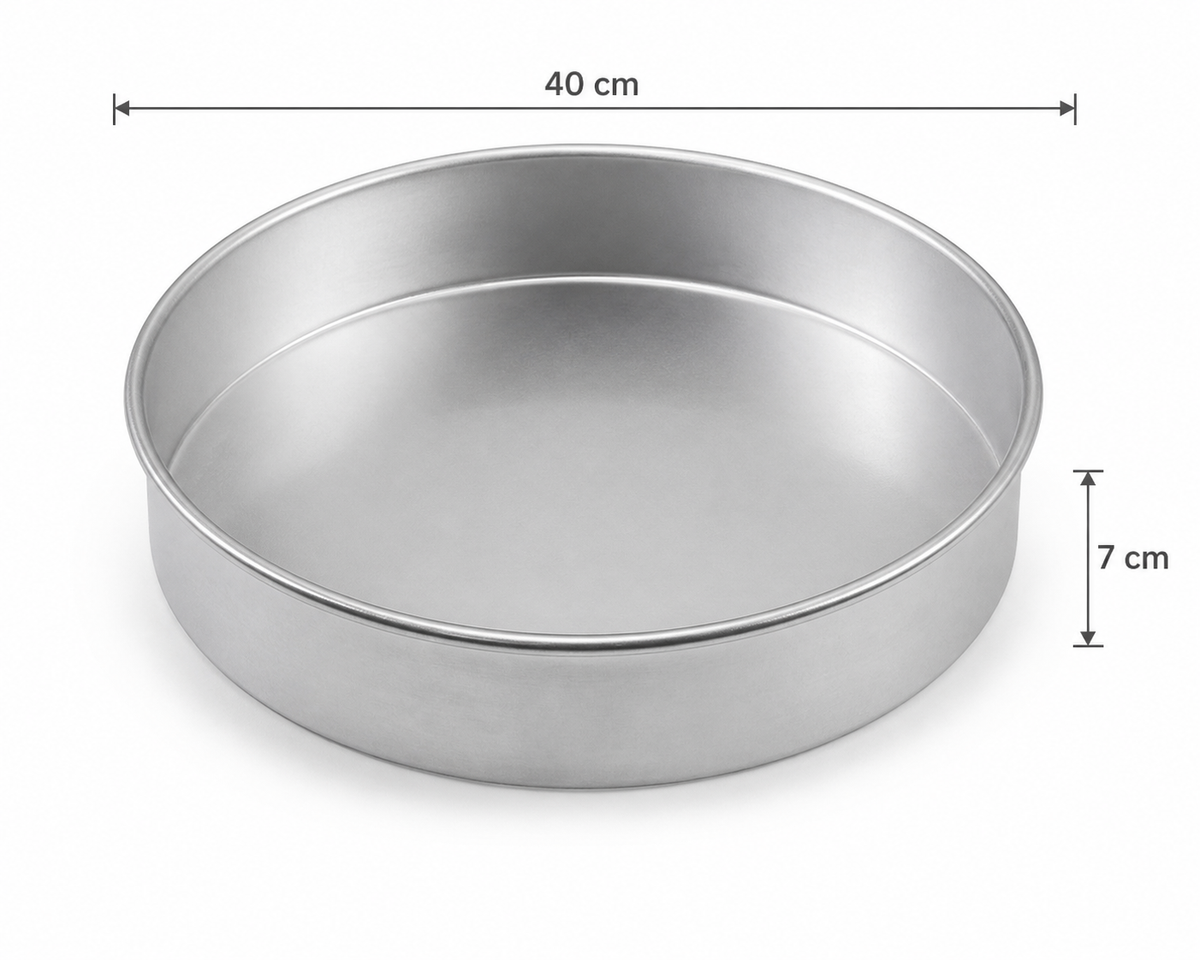 Professional Round Aluminium Cake Tin – Fixed Base – 7 cm Deep