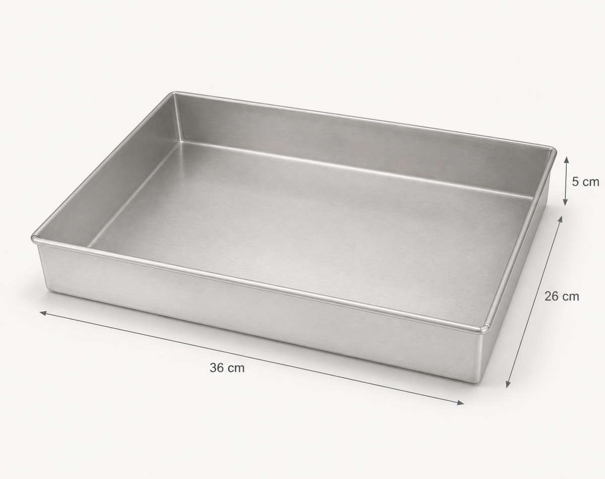 Rectangular Aluminium Cake Tin – Fixed Base – 5 cm Deep