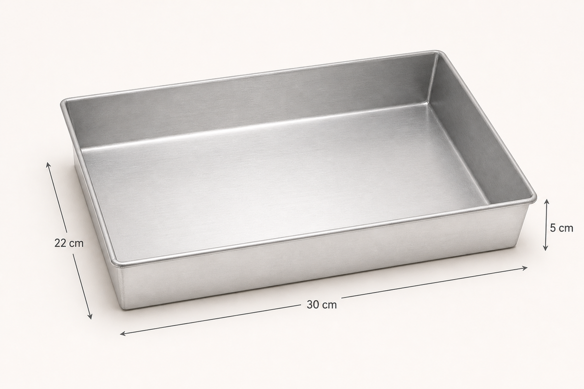 Rectangular Aluminium Cake Tin – Fixed Base – 5 cm Deep