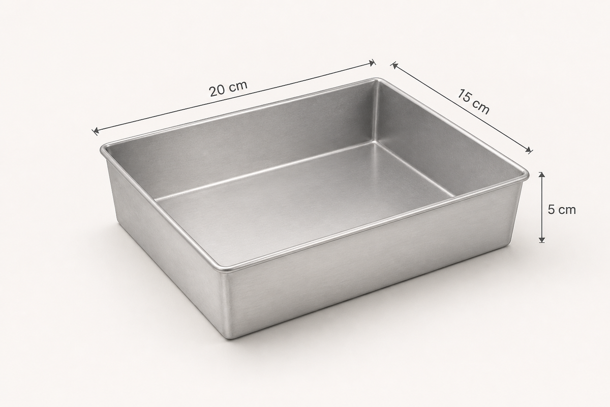 Rectangular Aluminium Cake Tin – Fixed Base – 5 cm Deep