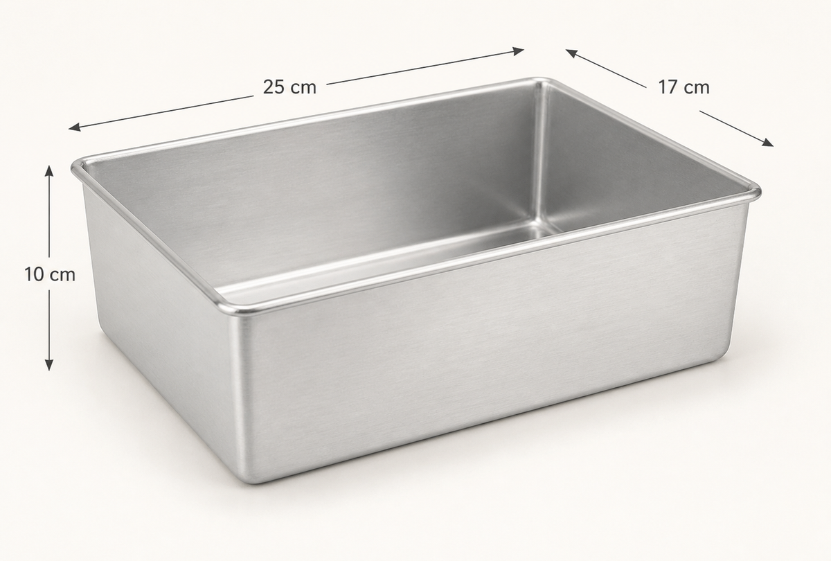 Extra Deep Rectangular Aluminium Cake Tin – Fixed Base – 10 cm