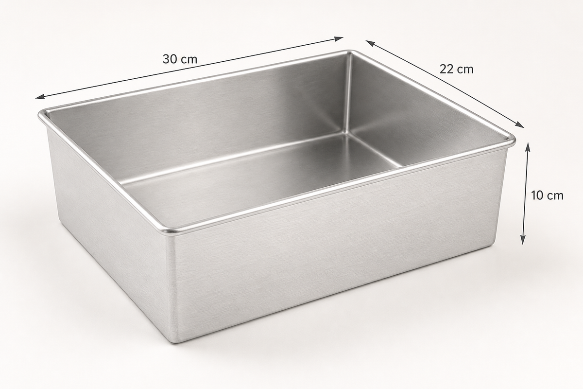 Extra Deep Rectangular Aluminium Cake Tin – Fixed Base – 10 cm