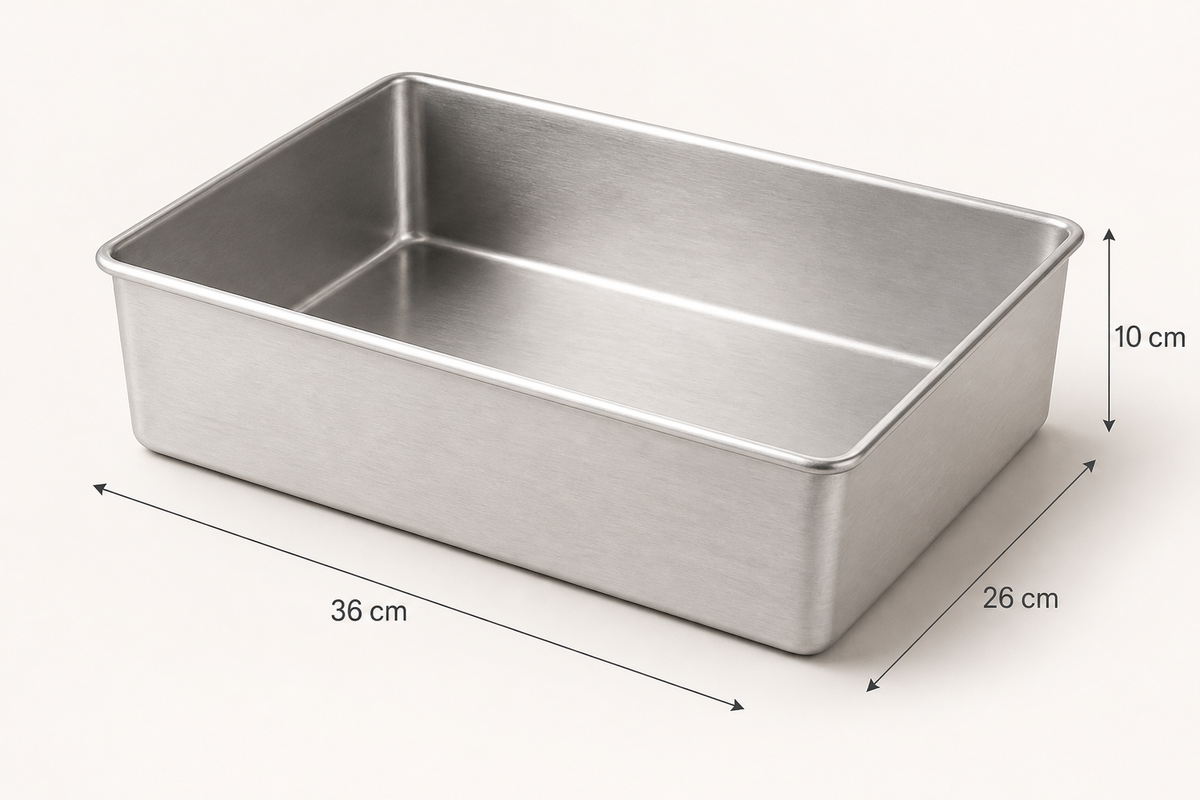 Extra Deep Rectangular Aluminium Cake Tin – Fixed Base – 10 cm