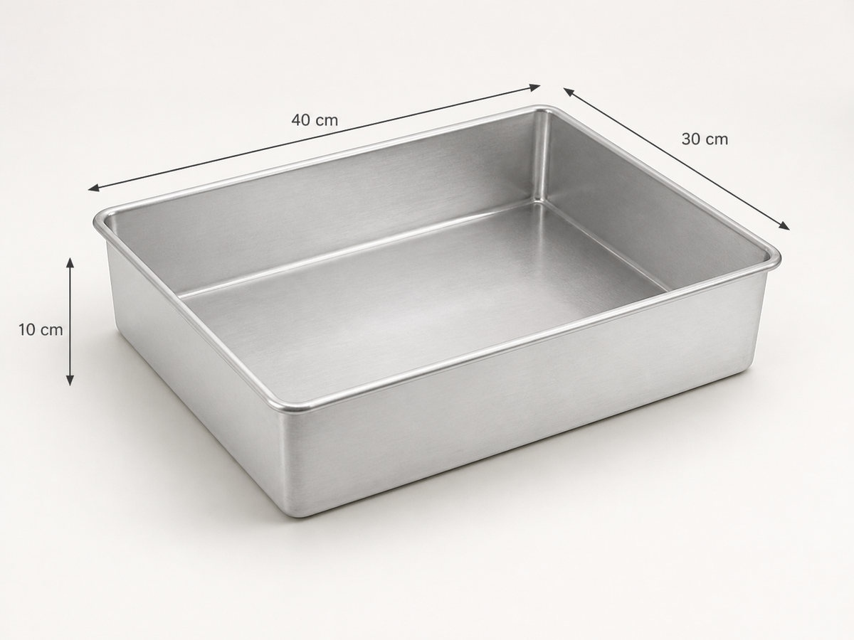 Extra Deep Rectangular Aluminium Cake Tin – Fixed Base – 10 cm