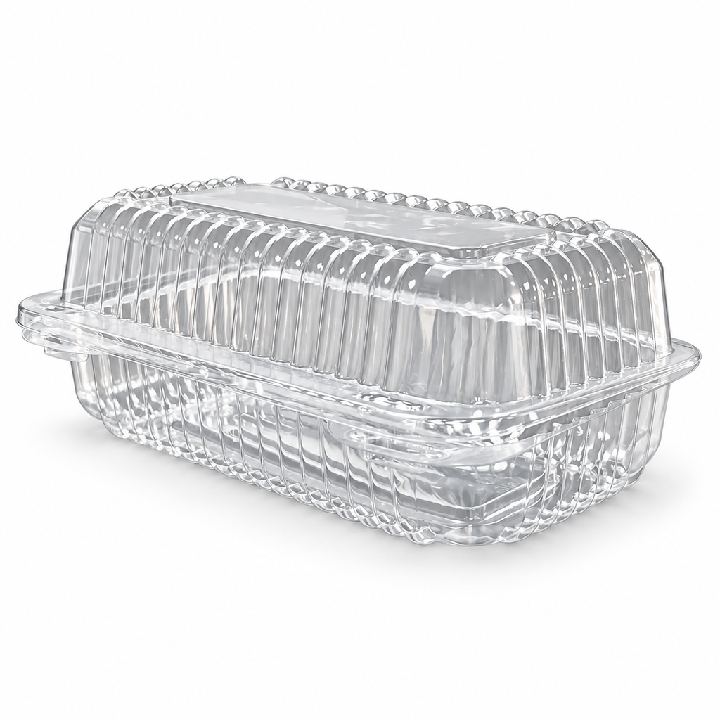 Clear Rectangular Cake & Dessert Container with Hinged Lid