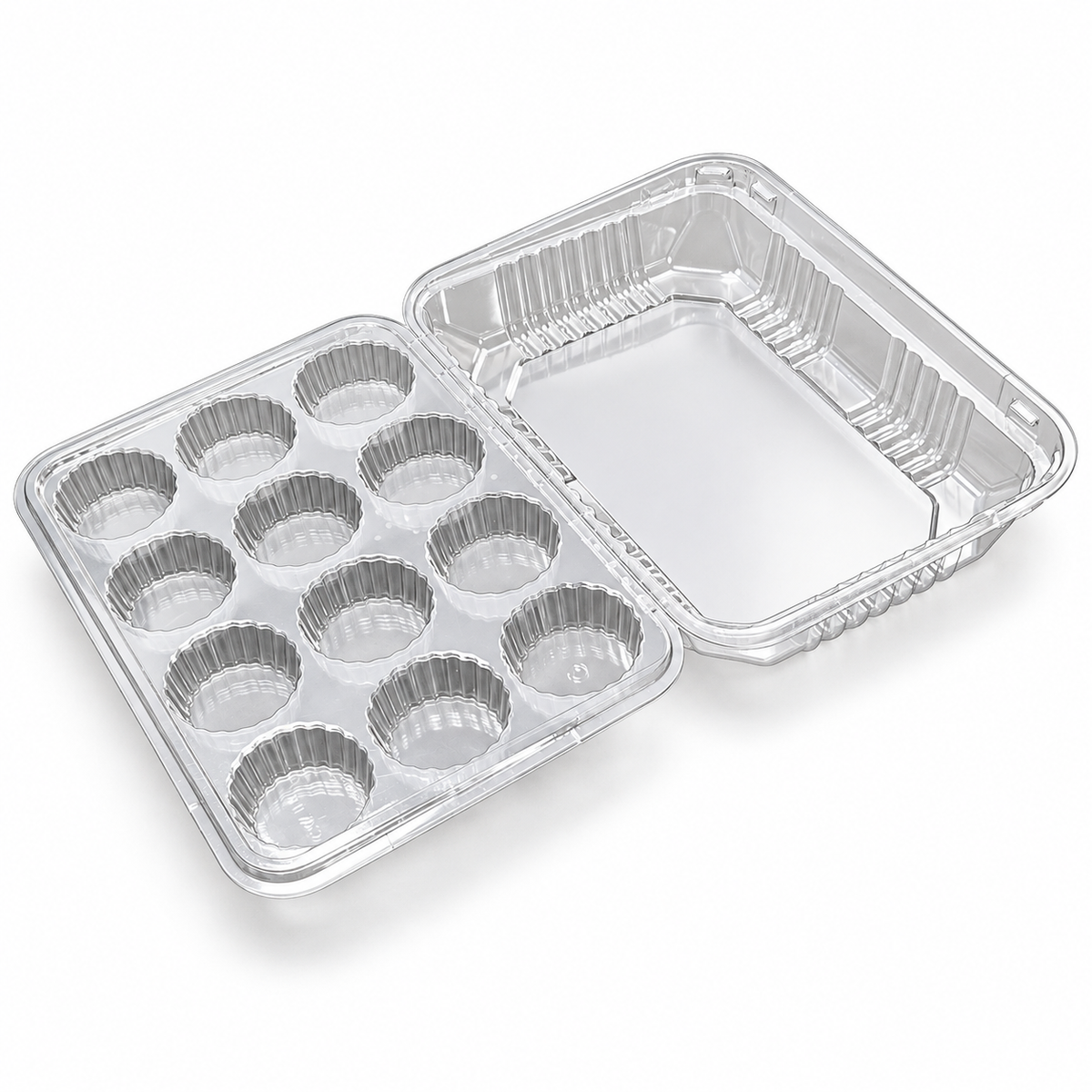 Clear 12-Cavity Sweet Container with Hinged Lid