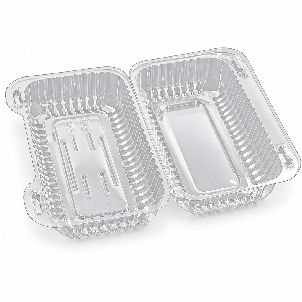 Clear Rectangular Cake & Dessert Container with Hinged Lid