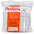 Prafesta Round Food Containers with Lids 500 ml – Pack of 24