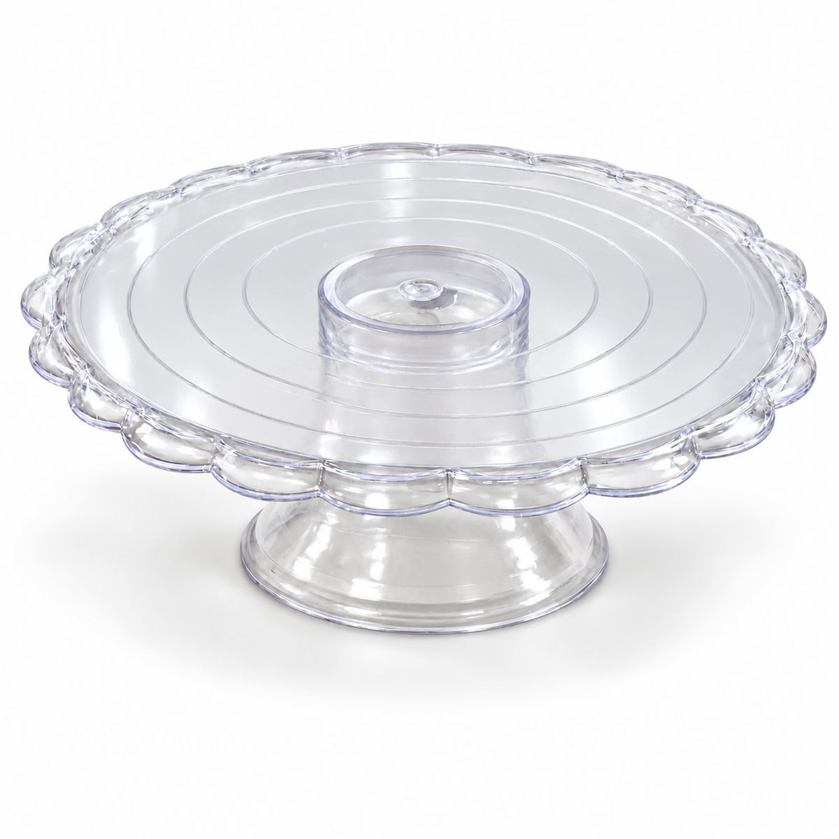 Clear Scalloped Edge Pedestal Cake Stand
