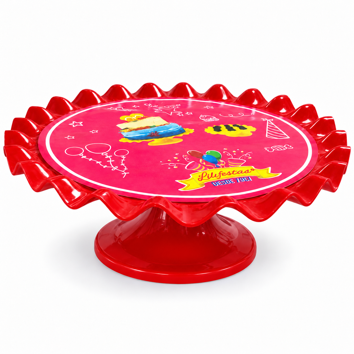 Round Wavy Edge Cake Stand – Various Colours