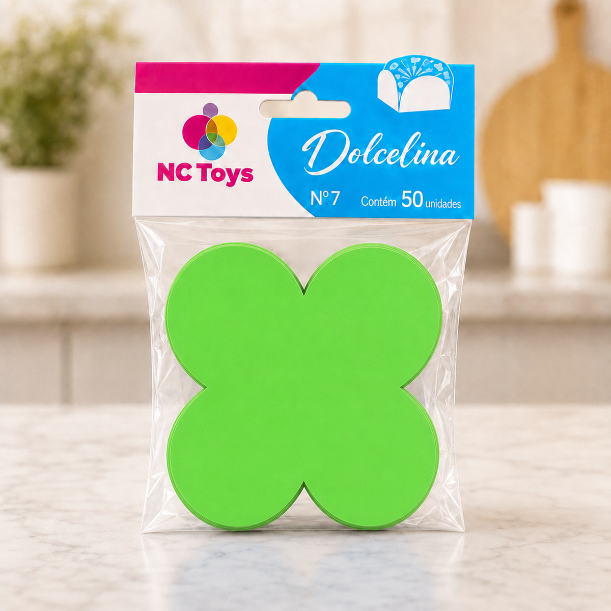 [color:lime-green] Lime green four-petal paper sweet cups packaging