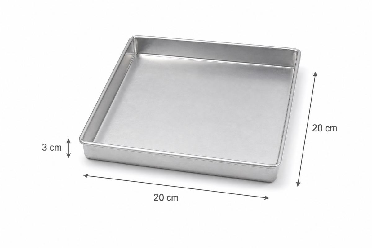 Professional Square Aluminium Brownie Tin – Fixed Base