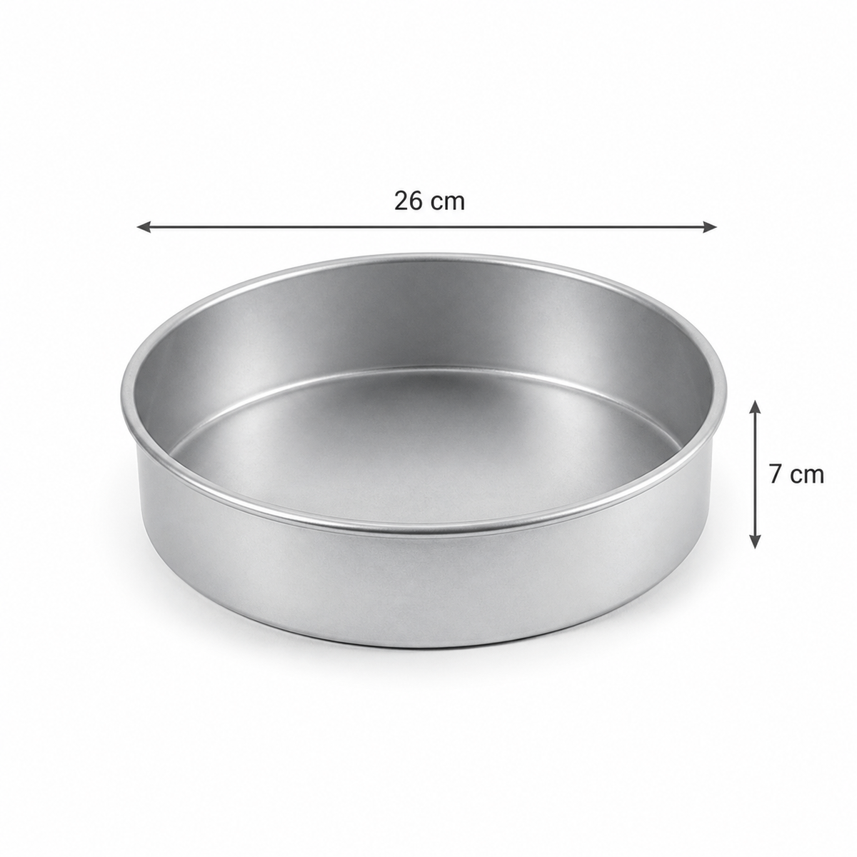 Professional Round Aluminium Cake Tin – Fixed Base – 7 cm Deep