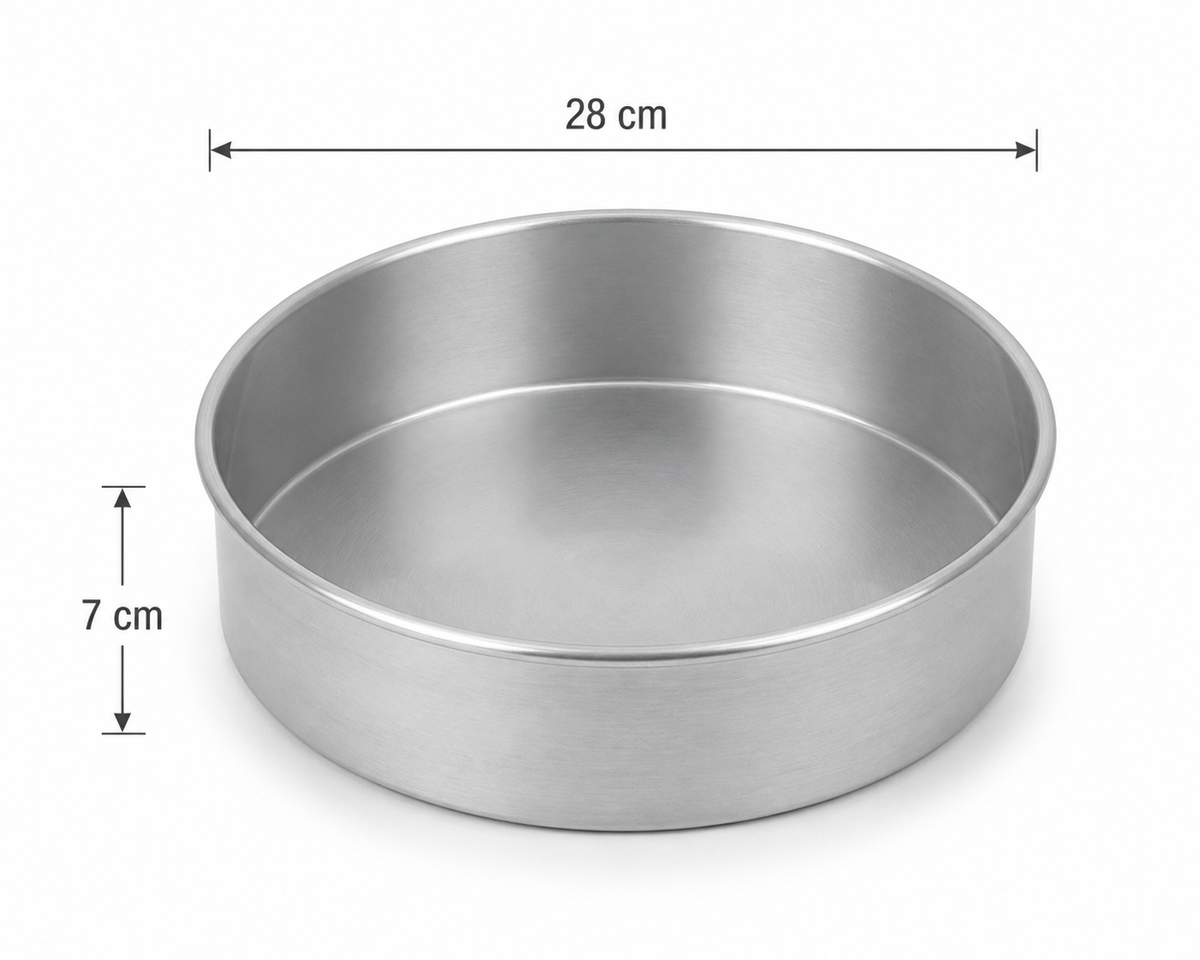 Professional Round Aluminium Cake Tin – Fixed Base – 7 cm Deep