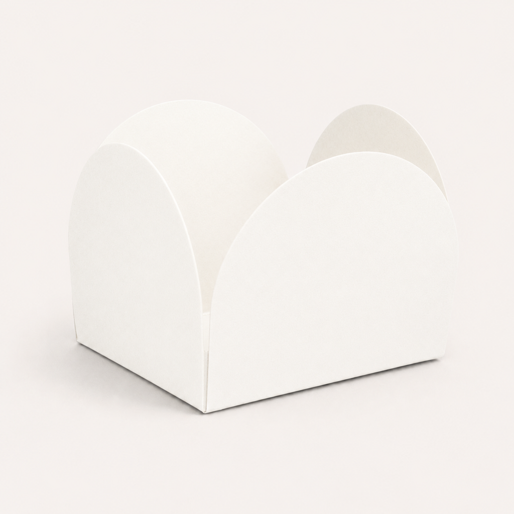 [color:white] White four-petal paper sweet cup